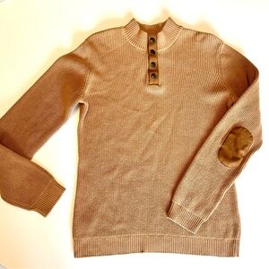 Gymboree Boy’s Tan Sweater with Snaps and Suede Detailing on Elbows, size 12